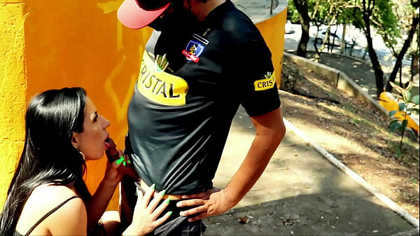Morena Cat Sucking Rola of Unknown in Public