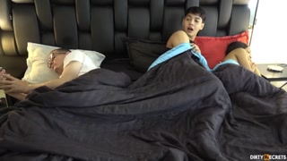 i share a mattress with my stepsis and her dad and we hammer behind his back in the same mattress