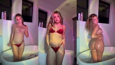 Tattooed Babe Twerks Her Soapy Ass In A Red Lingerie