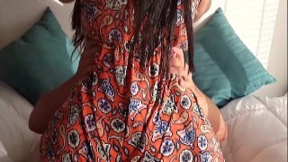 Big-Bodied Friend In Short Dress Takes Deep Condom-Less Fuck