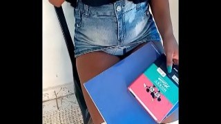 Doing Homework: Little Friend Lets Visinho Bang Her Tight Pussy