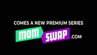 gorgeous golden hair step-parent in shorts plays with her stepsons colossal throbbing meat pole while watching scary movie