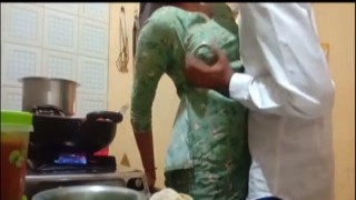 indian alluring wife got destroyed while cooking