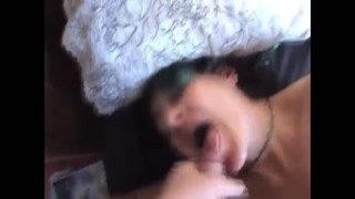 morning gape with friend sticky white in the mouth