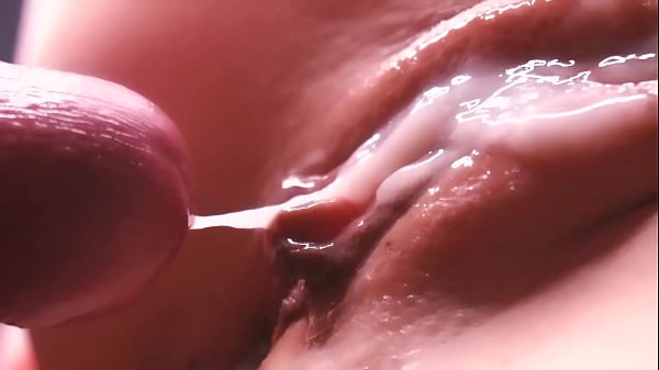 thick creamy load dripping between those lips.. close up view