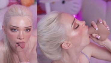 Blue-Eyed Blonde Sips Her Own Cock On Live Stream