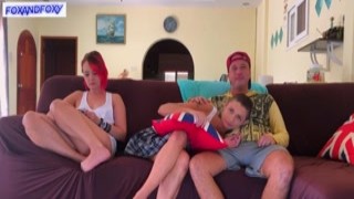 stuffed with seed her next to girlfriend while she watches tv