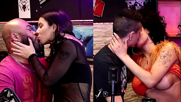 Hottie gets excited to kiss Mister Black, and his wife wastes no time - Dieni Ga&uacute;cha and Pedro Albuquerque