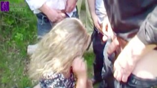 as a rest stop nympho banged and inseminated by several truckers 