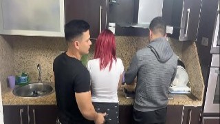 Cooking Wife Catches Husband&rsquo;s Friend Grabbing Her Ass in Secret