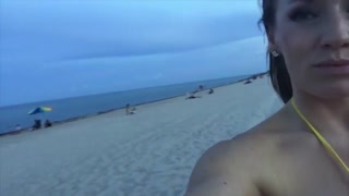 jillian goes to the beach in a tiny gold bikini 