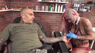 colossal titty evilyn ink tattoos sascha then gets stretched