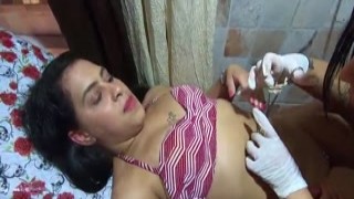 natalia prado putting a dripping swollen cunt piercing