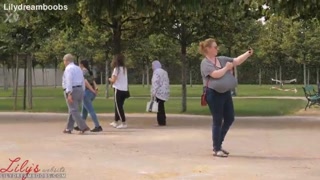 saggy fake tits no bra in exposed