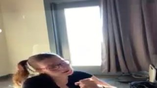 hottie with glasses gets blasted in the face