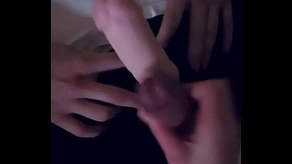 rubbing it in with a strap on then a quick handjob