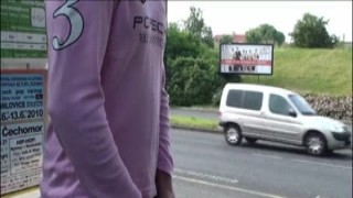 a gorgeous colossal breasted dark haired in beach sex street bus stop 3some orgy gang bang with 2 hung guys with monster dicks plowing her with a fluffing and vaginal snatch sex action in front of all the car bus and truck drivers and people walking on the street