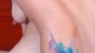 anal pounding railing machine and monster sized toy for bluehaired camgirl