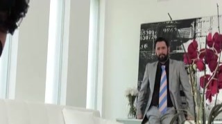 huge jugs bimbo blonde maid bridgette b cleans her boss s girthy cock after he complains about her work