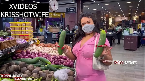 Kriss Hotwife Being Controlled With Lush In Her Pussy Choosing Big Thick Cucumber To Make Special Cuckold Salad