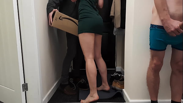 delivery guy caught us fucking so i just let him rail my wife while i watched