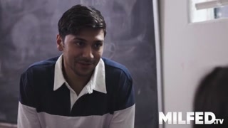 50 plus teacher seduces her youthful young learner