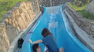 my step sister gets stuck in the pool and i take advantage of the moment to stuffed her.