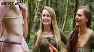 CFNM Dominas Suck And Jerk Sub In Forest Group Domination