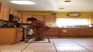 play alone cherokee enormous booty cleaning kitchen bare