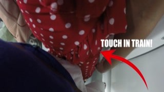 press my breasts against a stranger inside exhibitionist train touched his pecker with my hand to see his reaction and he liked 