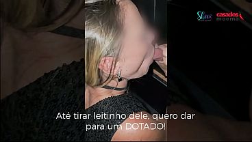 Moema filled her mouth with cum at the swingers club and the cuckold kissed her.