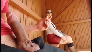 i take my thick cock out at this bus stop ... unbelievable how this college girl will react i m shocked 